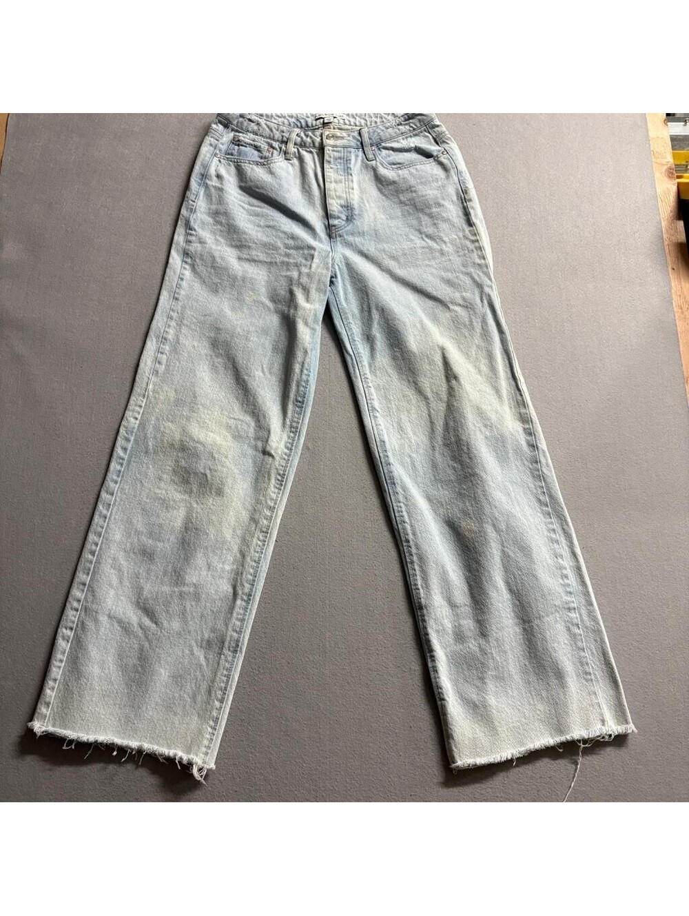 And Now This Womens Jeans Size 30 Light Wash Raw Hem Wide Leg Denim High Rise